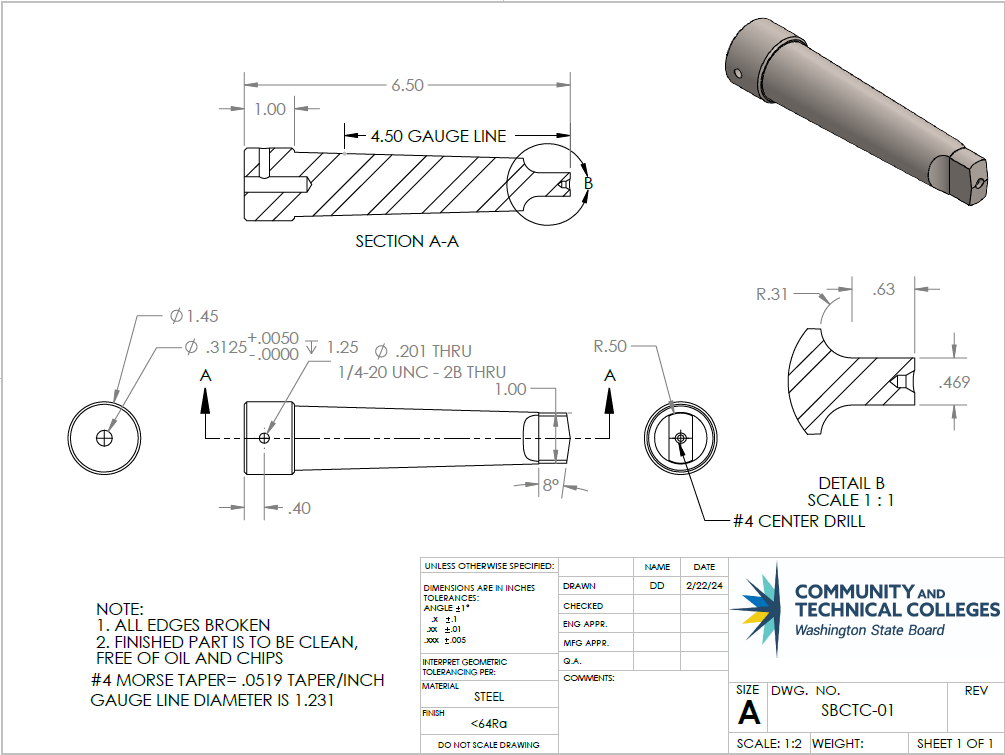 Tapered Arbor：Source drawing