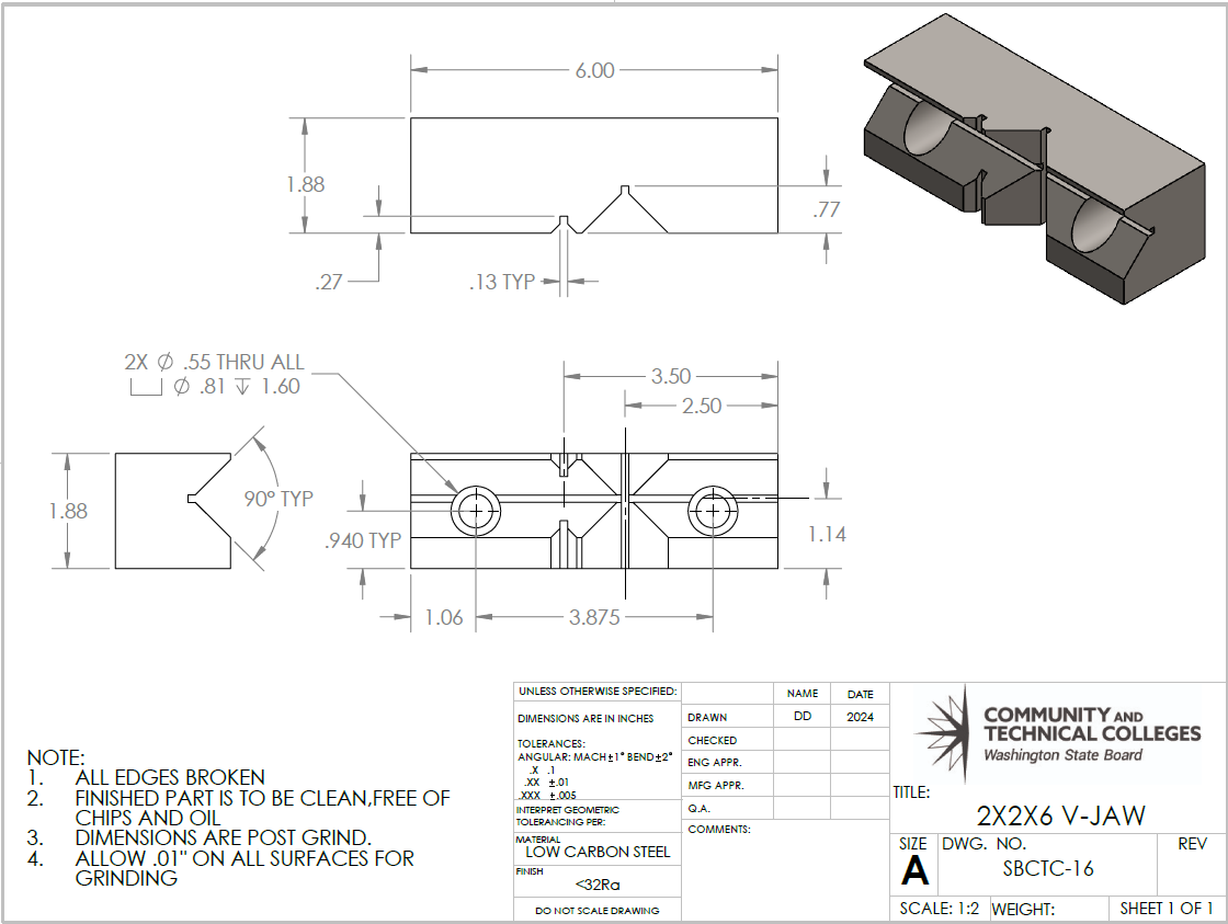 V-Groove Vise Jaw：Source drawing